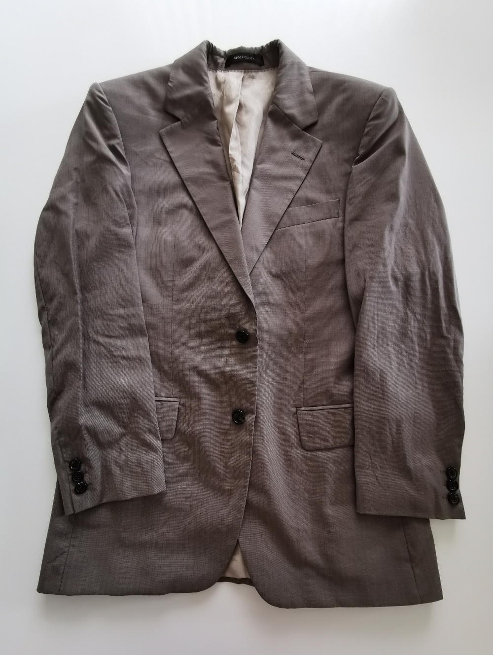Last Chance 100% Wool Hugo Boss 34R Beige Grey Suit Jacket Sports Jacket Blazer